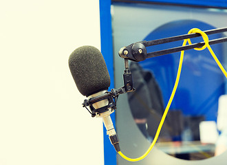 Image showing microphone at recording studio or radio station