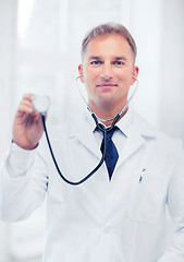 Image showing young male doctor with stethoscope