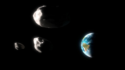 Image showing Asteroid approaching the earth