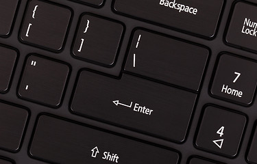 Image showing Black modern laptop keyboard close up