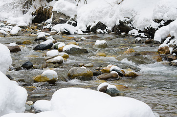 Image showing Snow-covered mountain river