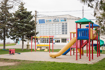 Image showing Vityazevo, Russia - March 18, 2016: Children\'s playground near the house of culture of the seaside village of Vityazevo, on the outskirts of the city of Anapa