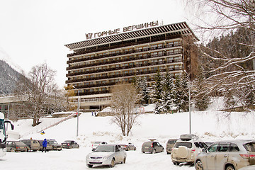 Image showing Dombay, Russia - 7 February 2015: Hotel \