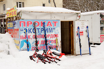 Image showing Dombay, Russia - 7 February 2015: rental item \