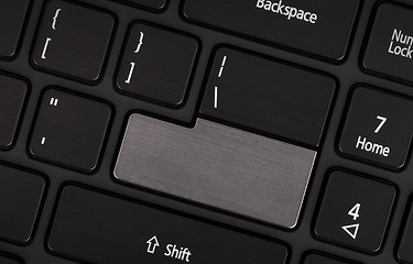 Image showing Laptop computer keyboard with blank grey button