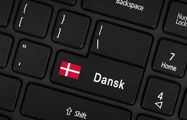 Image showing Enter button with flag Denmark - Concept of language