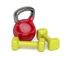 Image showing Kettlebell and dumbbells