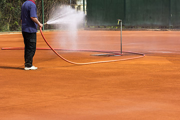 Image showing Sprinkler tennis court