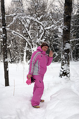 Image showing Women in the winter forest.