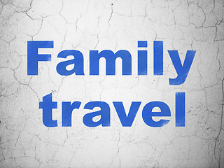 Image showing Vacation concept: Family Travel on wall background