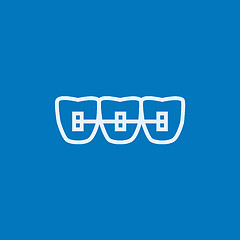 Image showing Orthodontic braces line icon.