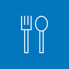 Image showing Spoon and fork line icon.