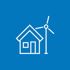 Image showing House with windmill line icon.