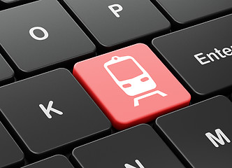 Image showing Tourism concept: Train on computer keyboard background