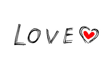 Image showing Word ''Love'' with abstract heart on white background