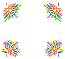 Image showing White background with abstract color shapes in the corners