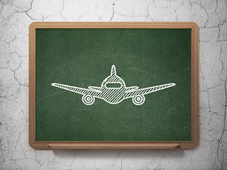 Image showing Tourism concept: Aircraft on chalkboard background