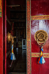 Image showing Open door of Spituk monastery. Ladakh, India