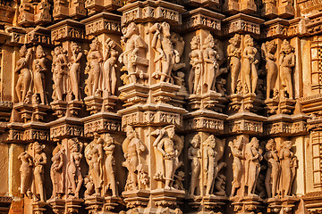 Image showing Sculptures on Khajuraho temples