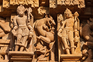 Image showing Sculptures on Khajuraho temples