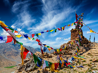Image showing Buddhist prayer flags in Himalayas