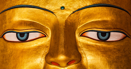 Image showing Sakyamuni Buddha statue face close up