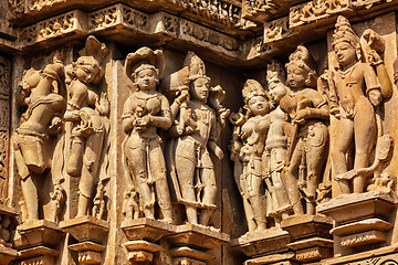 Image showing Famous stone carving sculptures of Khajuraho