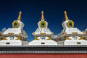 Image showing White chortens stupas in Ladakh, India