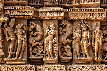 Image showing Sculptures on Adinath Jain Temple, Khajuraho