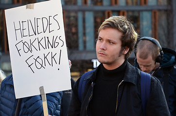 Image showing Protest against tax havens in front of the Norwegian Parliament (Stortinget)