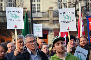 Image showing Protest against tax havens in front of the Norwegian Parliament (Stortinget)