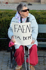 Image showing Protest against tax havens in front of the Norwegian Parliament (Stortinget)