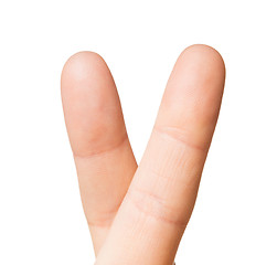 Image showing close up of hand showing two cross fingers