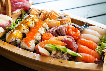 Image showing sushi set at restaurant