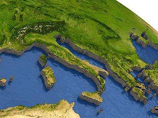 Image showing Italy on model Earth