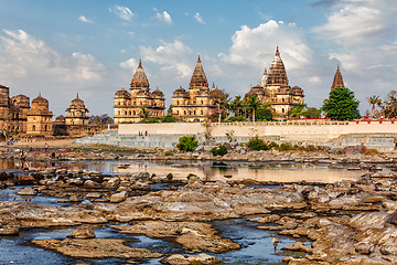 Image showing Royal cenotaphs of Orchha,  Madhya Pradesh, India