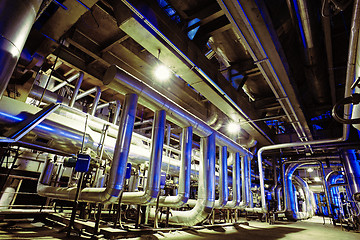 Image showing Equipment, cables and piping as found inside of a modern industr