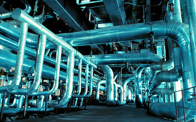 Image showing Blue toned interior industrial background.