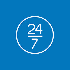 Image showing Open 24 hours and 7 days in wheek sign line icon.