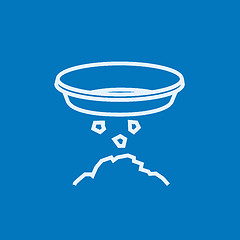 Image showing Bowl for sifting gold line icon.