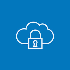 Image showing Cloud computing security line icon.