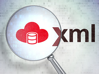 Image showing Programming concept: Database With Cloud and Xml with optical glass