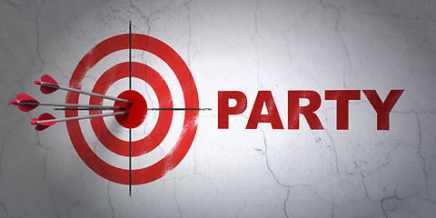 Image showing Entertainment, concept: target and Party on wall background