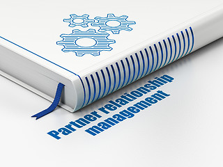 Image showing Finance concept: book Gears, Partner Relationship Management on white background