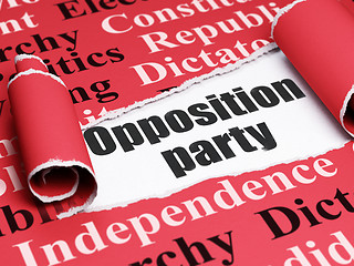 Image showing Political concept: black text Opposition Party under the piece of  torn paper