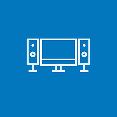 Image showing  Home cinema system line icon.