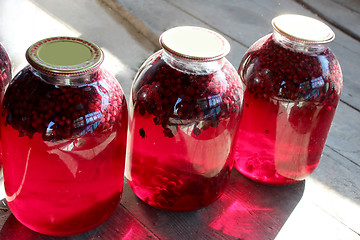 Image showing jars with fruit compote