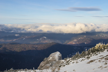 Image showing Clouds over forest