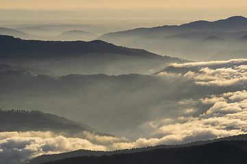 Image showing Clouds over the mountains