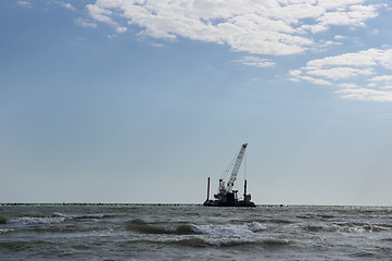 Image showing Stone breakwater construction